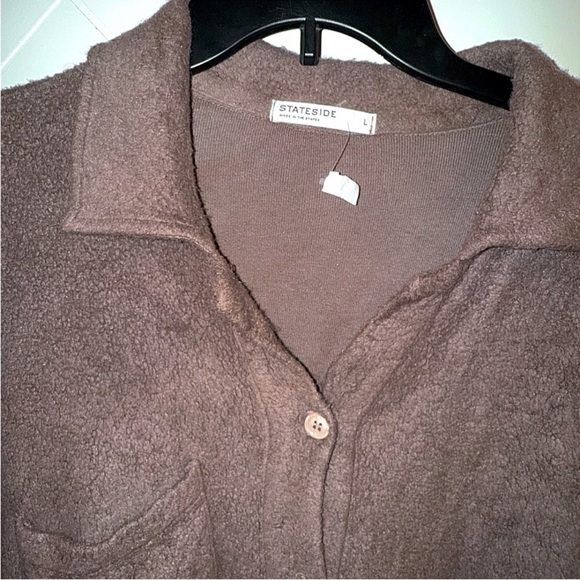 NWT Stateside Sherpa 2-Piece Lounge Set Walnut Brown Top M Shorts L Cozy Fleece - Picture 11 of 13